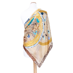 carré en soie foulard femme beige 110 cm Adèle