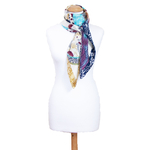 Foulard carré en soie bleu 110 cm Adèle