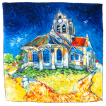 foulard carré en soie reproduction tableau Eglise d’Auvers sur Oise Van gogh