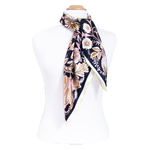 Foulard femme carré en soie noir fleurs Margot