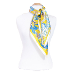 Foulard femme carré en soie vert anis fleurs Margot