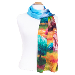 foulard écharpe soie femme jaune paysage