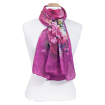 écharrpe foulard soie femme violine roses Brittany