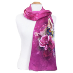 foulard écharpe soie femme violine roses Brittany