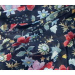 étole en soie noir fleurs multicolores Aline