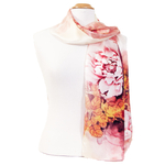 foulard écharpe soie femme rose fleurs Enora