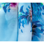 foulard femme bleu en soie écharpe fleurs Amandine