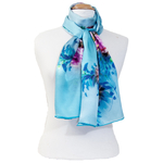 écharrpe foulard soie femme bleu fleurs Amandine