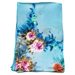 foulard écharpe soie femme bleu fleurs Amandine
