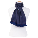 foulard bleu marine en soie pour homme Théo