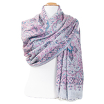 Etole pashmina rose clair motifs baroques