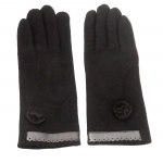 gants laine galon cuir fleur CHOCOLAT  GL35 1