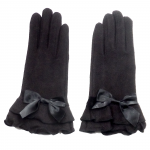 gants laine large volant noeud NOIR GL41 1