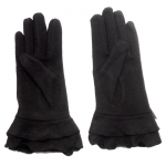 gants laine large volant noeud NOIR GL41 2
