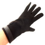 gants laine galon cuir fleur CHOCOLAT  GL35 3