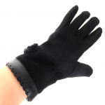 gants laine galon cuir fleur noir GL37 3