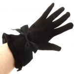 gants laine large volant noeud CHOCOLAT GL41 3