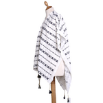 poncho chèche bleu marine frises pompons POE-FAN 10 3