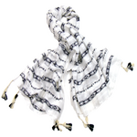 poncho chèche bleu marine frises pompons POE-FAN 10 5