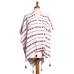 poncho chèche bordeaux frises pompons POE-FAN 11 2