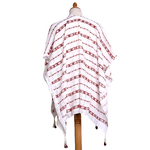 poncho chèche bordeaux frises pompons POE-FAN 11 4