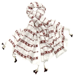 poncho chèche bordeaux frises pompons POE-FAN 11 5