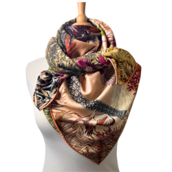 Foulard En Soie ECHO – Carré Rouge – Vintage – 100% Soie – Femme