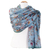 etole en soie bleu gris fleurie pour femme Hamsa
