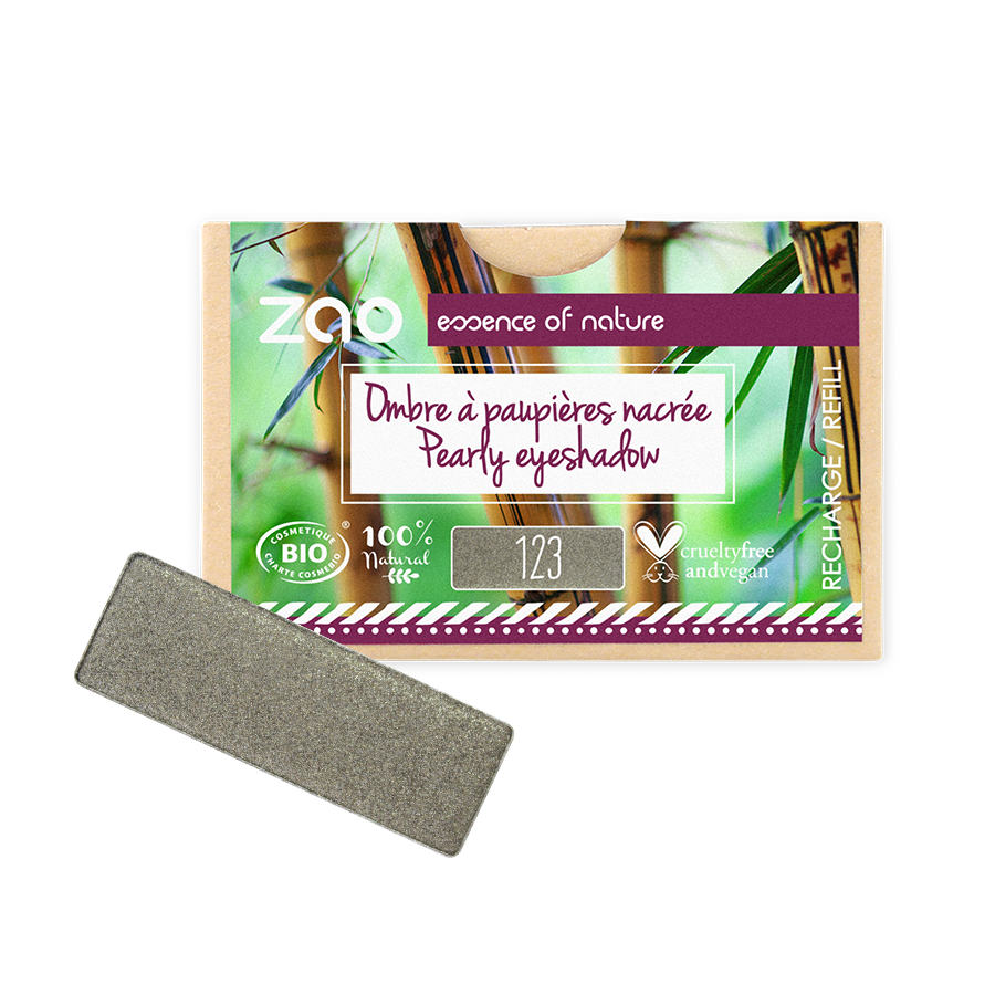 Recharge Ombre à paupières rectangle ZAO 123 Gris kaki