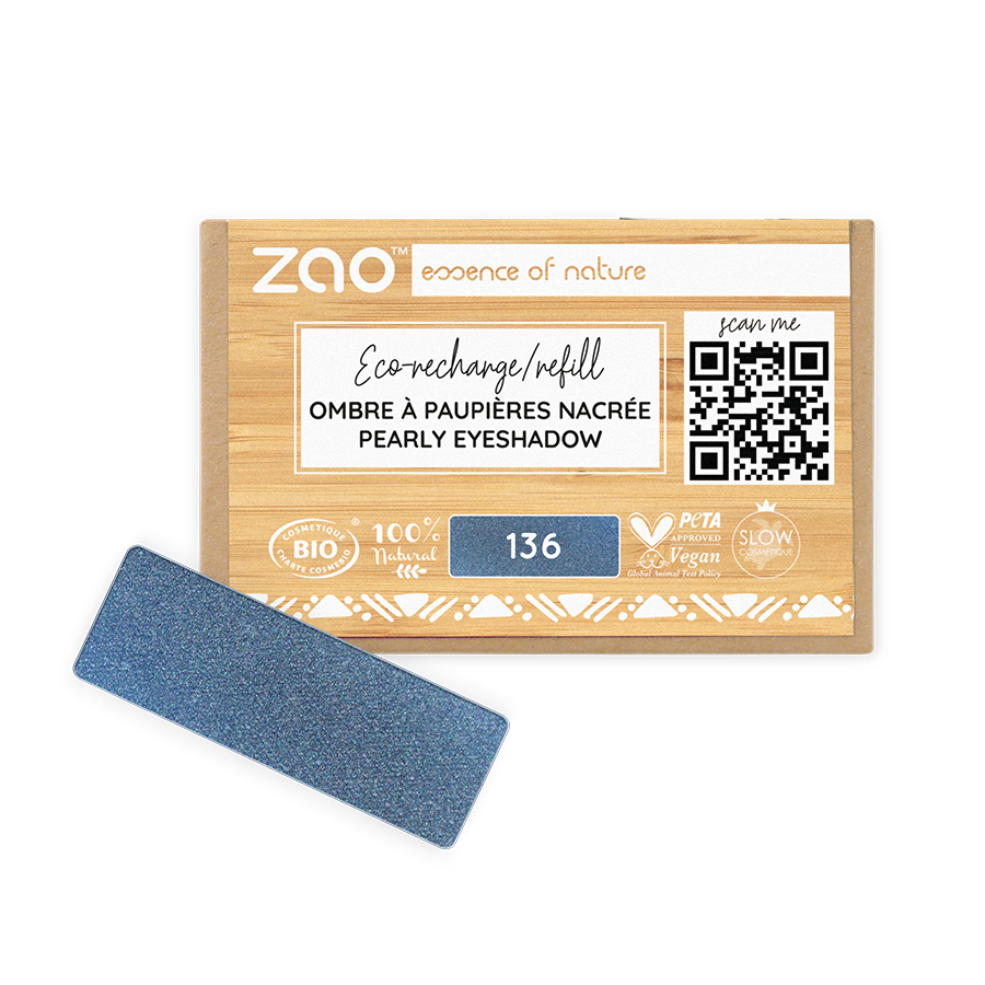 Recharge Ombre à paupières rectangle ZAO 136 Bleu nuit