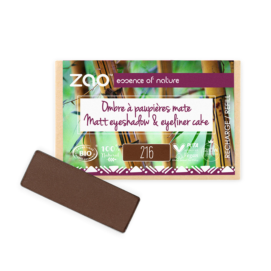 Recharge Ombre à paupières rectangle ZAO 216 Brun /eyeliner cake