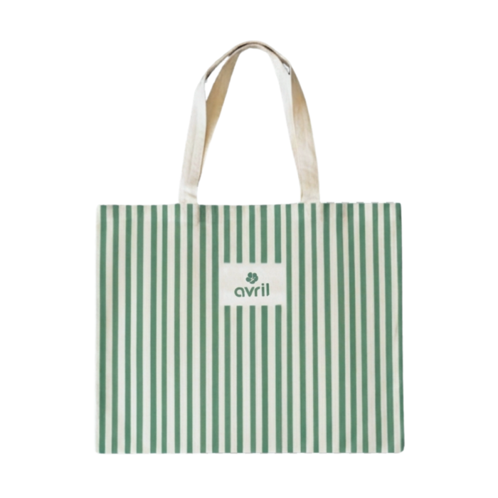 Tote bag rayures vert 48x40 cm Avril