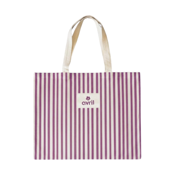 Tote bag rayures violet 48x40 cm Avril