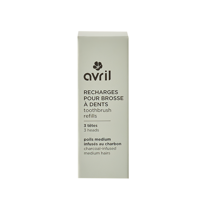 Kit de 3 têtes de brosses à dents - poils medium charbon Avril vue 2