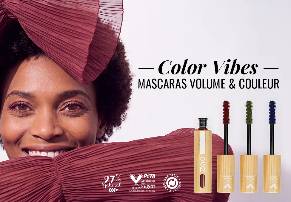 Color Vibes — mascaras ZAO Kaki, Burgundy et Bleu nuit