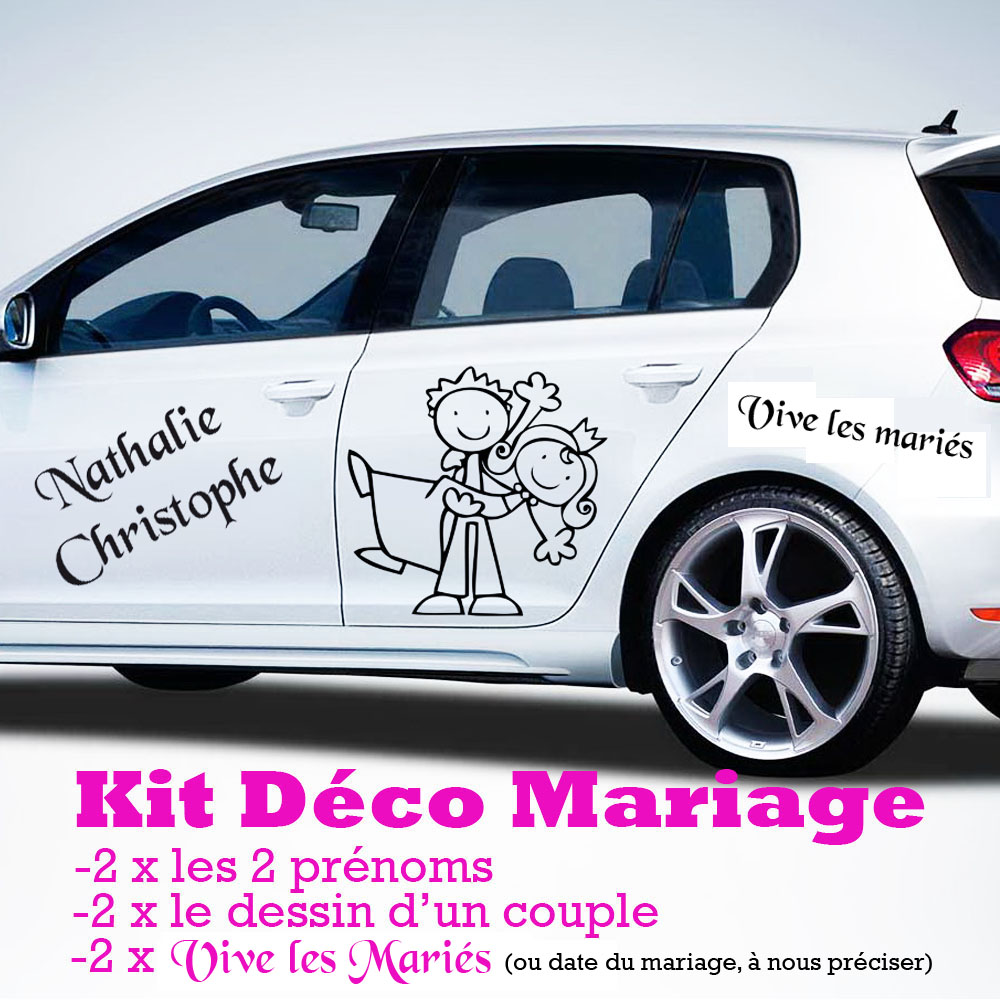 Stickers Mariage Voiture (Kit COMPLET 40 Pcs) ·.¸¸ FRANCE STICKERS