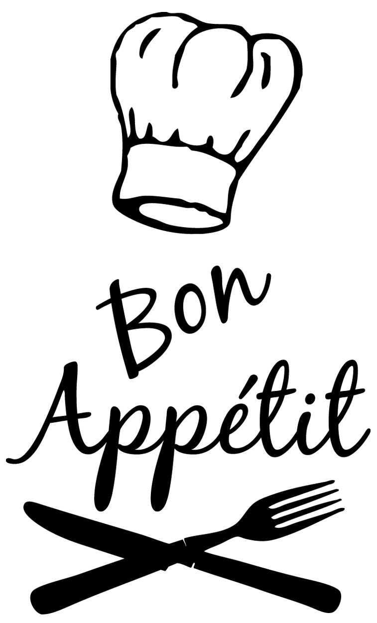 Sticker Mural Pour Cuisine 'Bon Appétit' - Vinyle Mat, Dimensions 57.5 X 28 Cm, Facile à Poser Et à Retirer