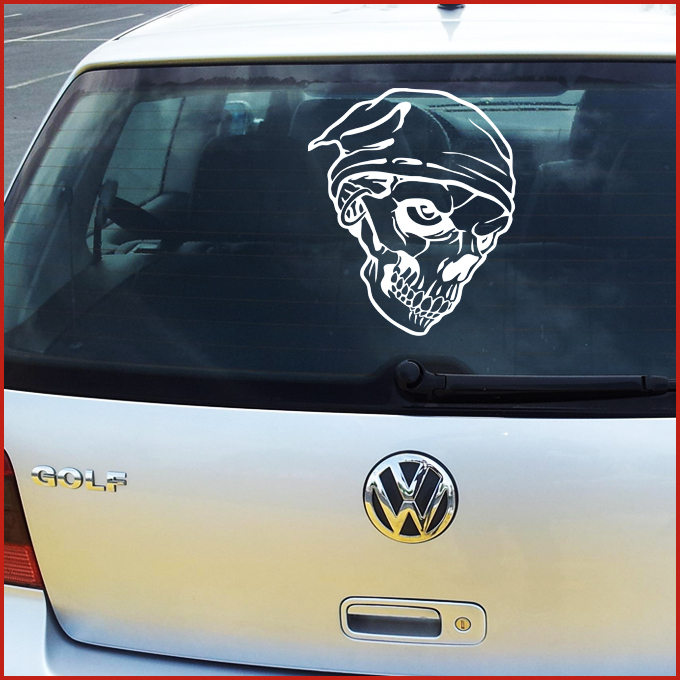 tête de mort skull sticker logo 3 rouge