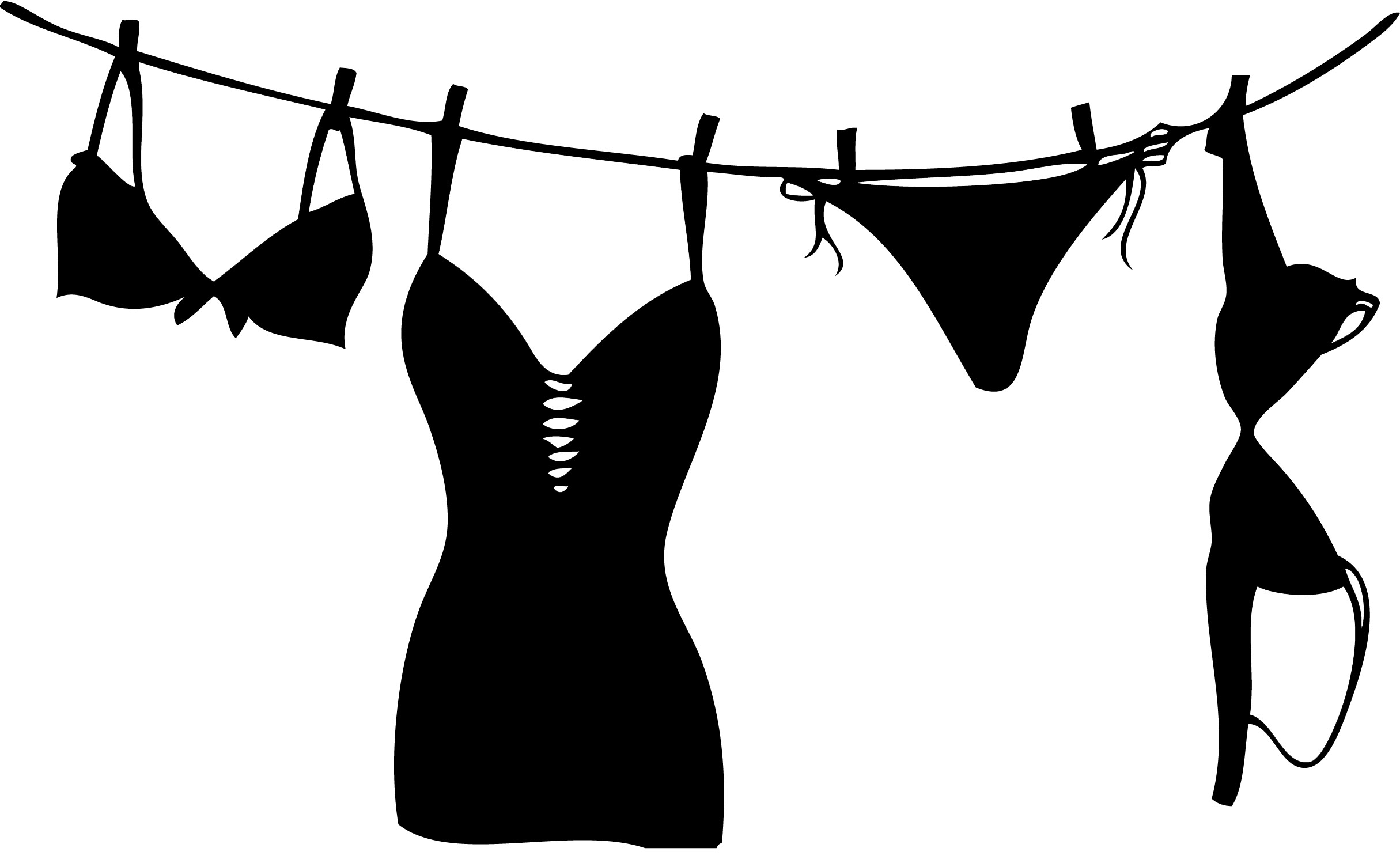 Stickers sexy Dessous féminins sur un fil à linge