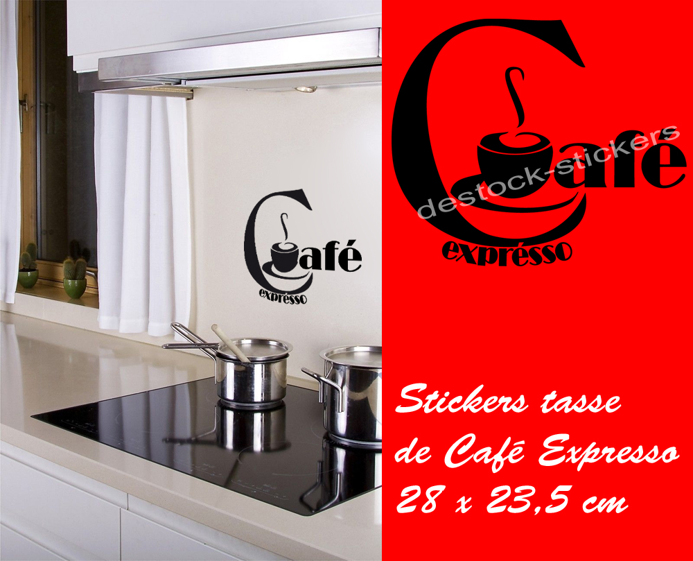 Autocollant Mural 2 Tasses De Café - Décoration Cuisine, Salon, Restaurant - Vinyle Mat 220x290 Mm