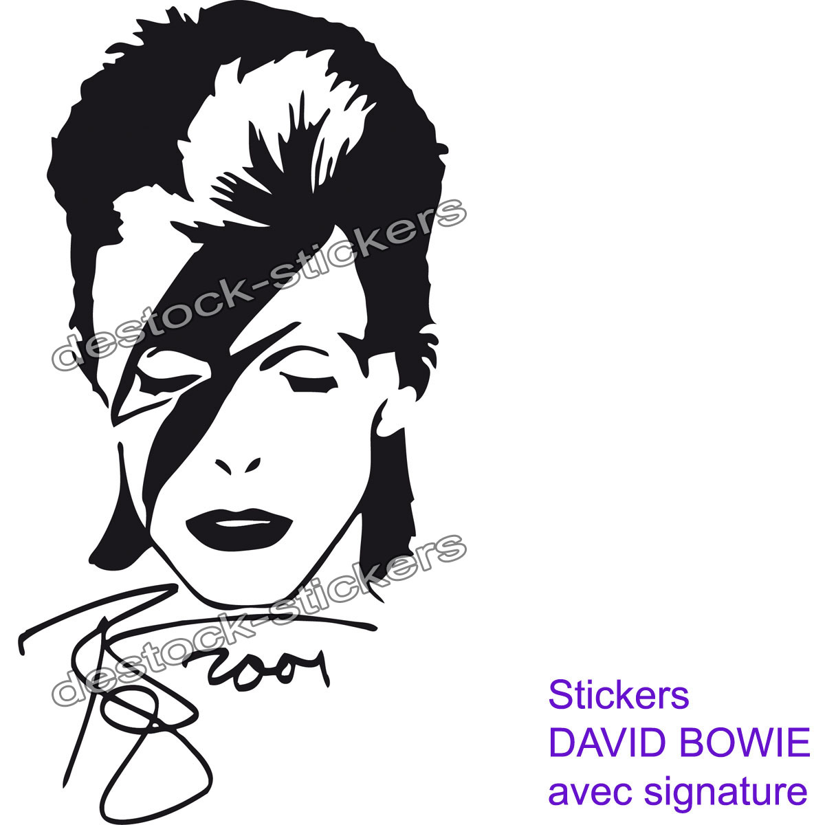 stickers autocollant david bowie signature .
