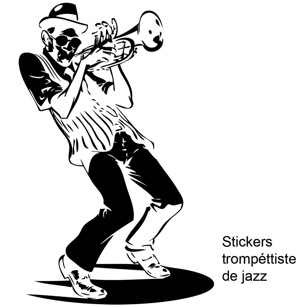 Cadeau de musique silhouette musicien jazz jazz' Autocollant