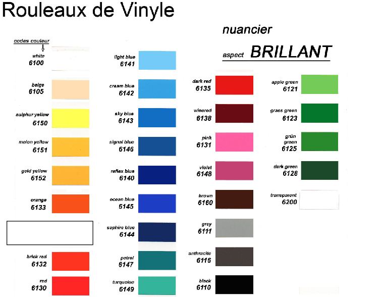 ADHESIF VINYLE BRILLANT rouleau de 10 mètres pour plotter de découpe