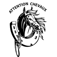 Stickers équitation ATTENTION CHEVAUX 02