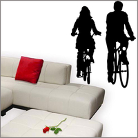 Sticker couple à bicyclette