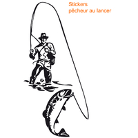 Stickers autocollant pêcheur au lancer