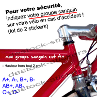 Stickers Sécurité cycliste vélo moto Votre Groupe Sanguin