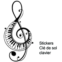 Stickers musique clé de sol clavier piano