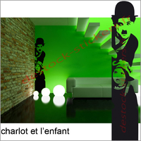 Stickers Charlot autocollant Charly Chaplin et l'Enfant
