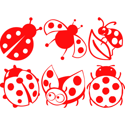 6 stickers coccinelles